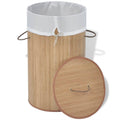 Round laundry basket in a natural finish
