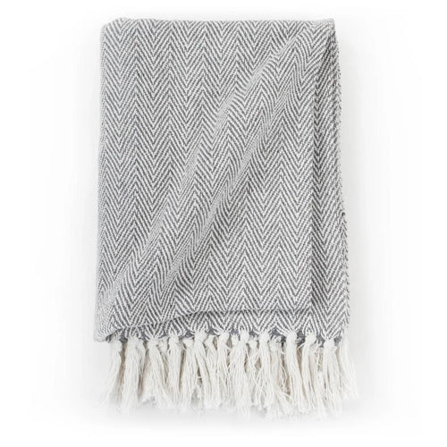Cotton throw in a herringbone weave