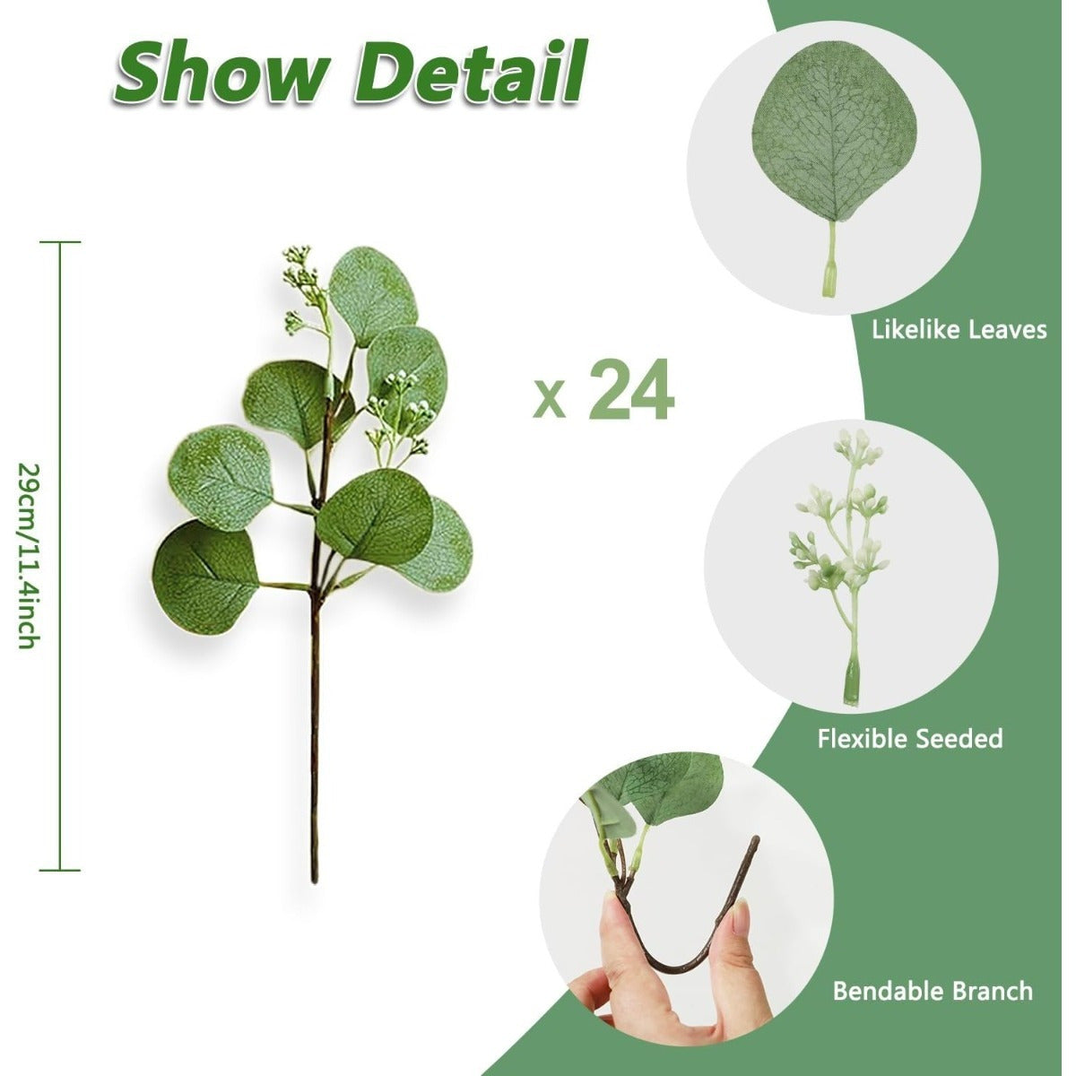 Artificial eucalyptus stems with leaves and berries in a vase