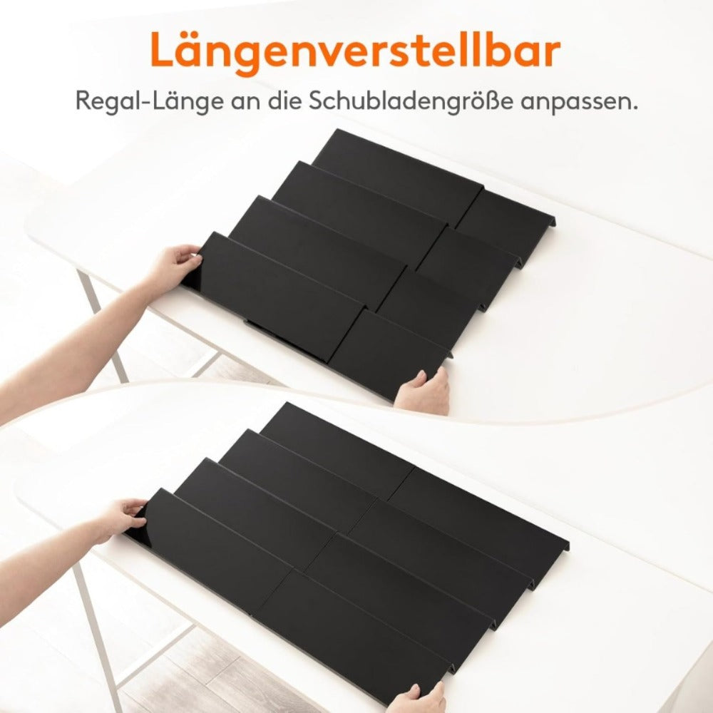 Spice drawer organiser shelves, adjustable width