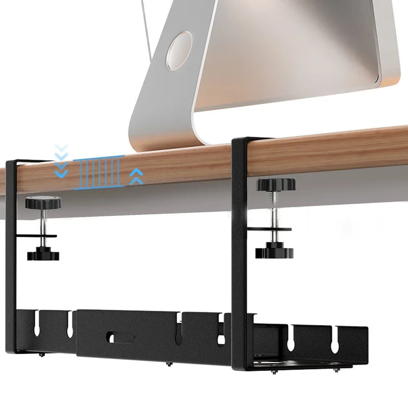 Under-desk cable management rack in carbon steel