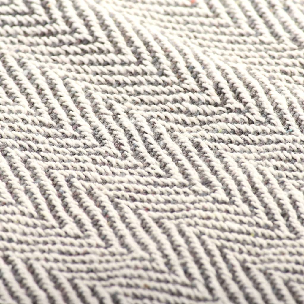 Cotton throw folded at the end of a bed